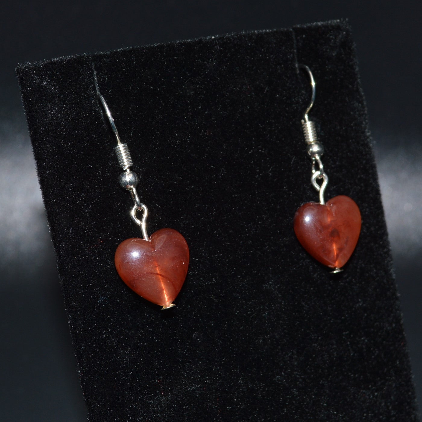 Acrylic Heart Earrings (Orange and Red Swirl)