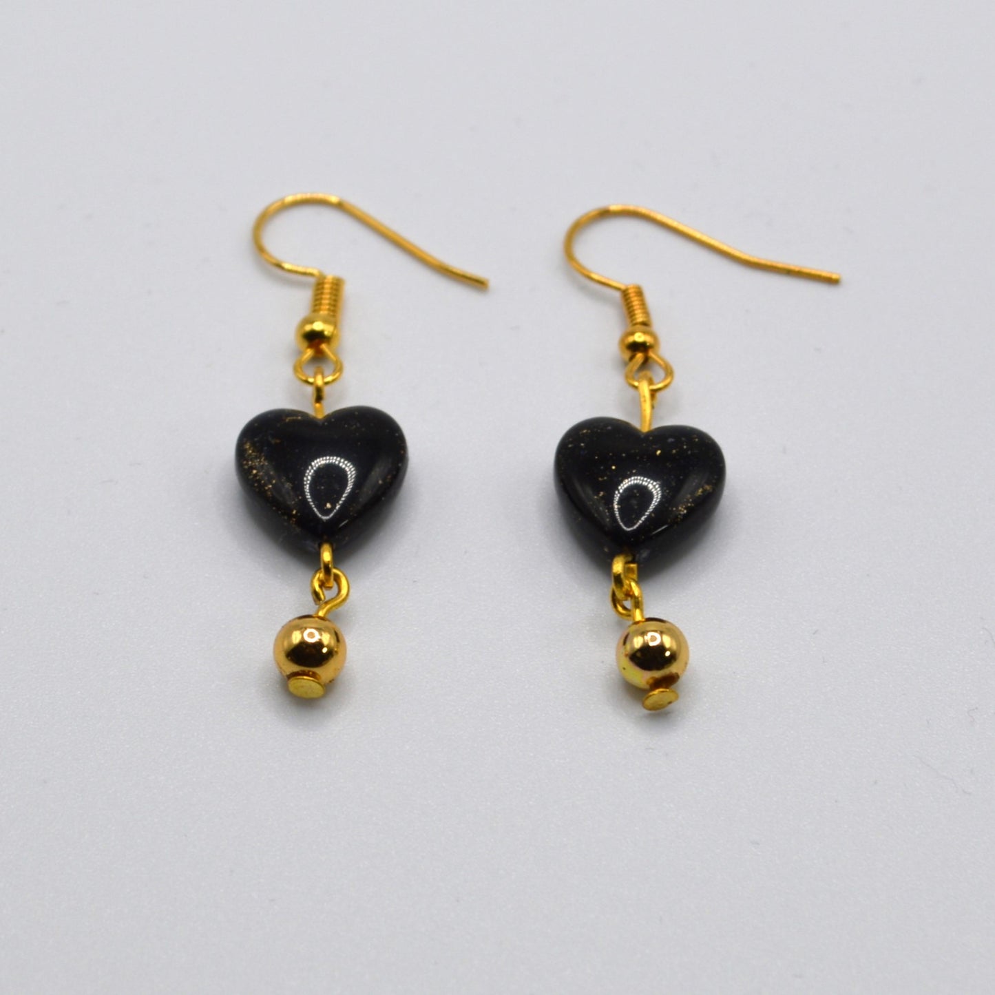 Black and Gold Acrylic Heart Earrings
