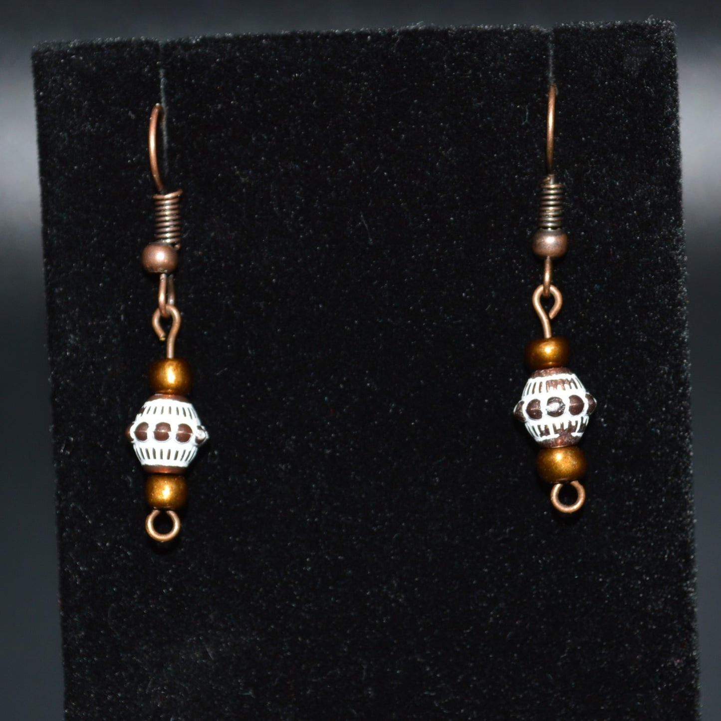 Bronze and White Double Cone Earrings