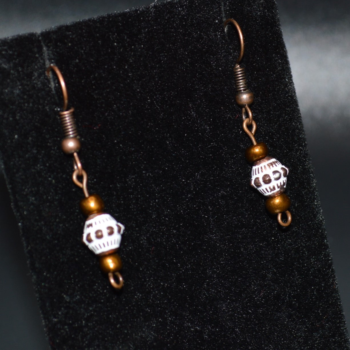 Bronze and White Double Cone Earrings