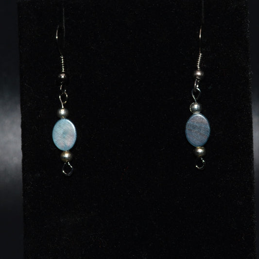 Gray Mother of Pearl Oval Earrings