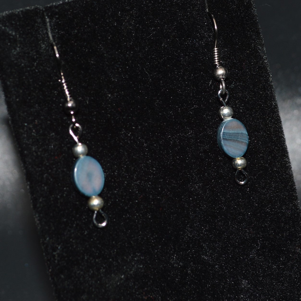 Gray Mother of Pearl Oval Earrings