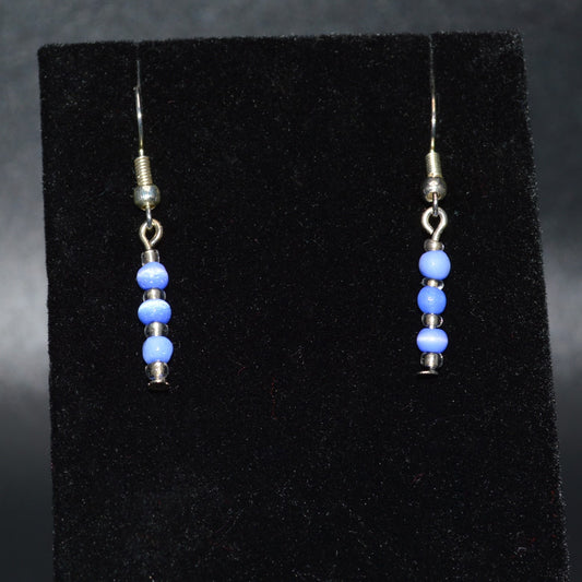 Blue Cat's Eye Glass Earrings
