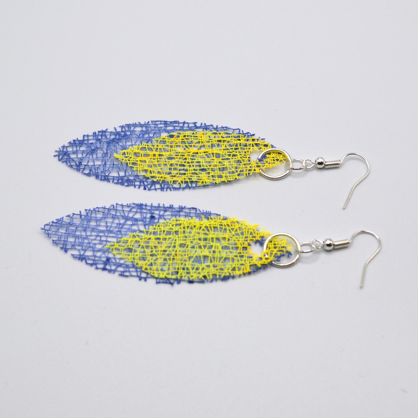 Yellow and Blue Leaf Earrings