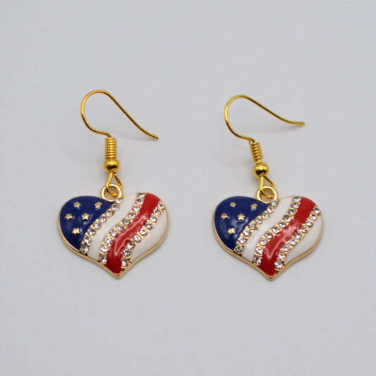 Enamel Heart Flag Earrings