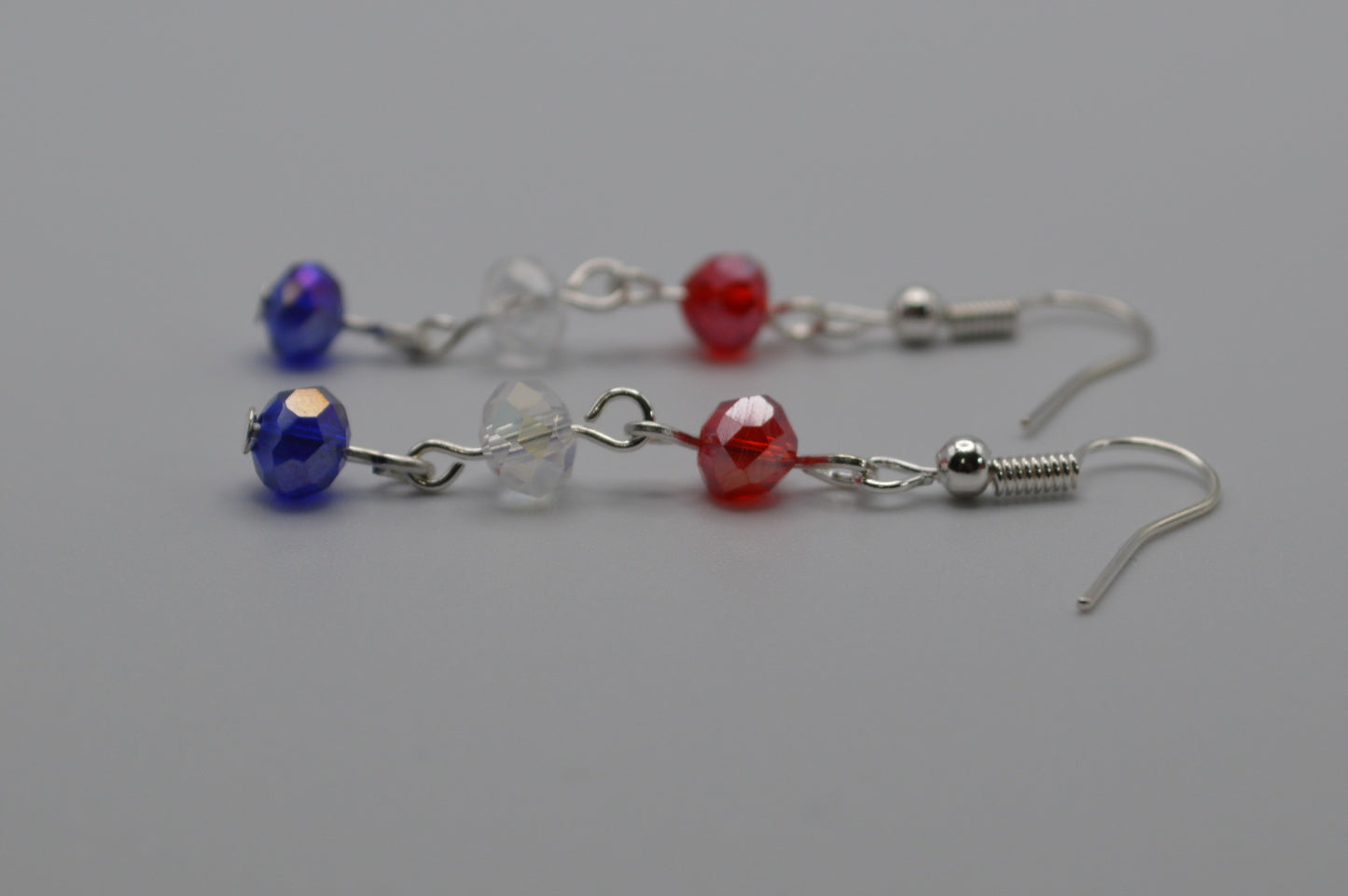 Red, White and Blue Crystal Earrings (Silver)