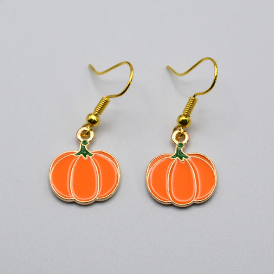 Bright Orange Pumpkin Earrings