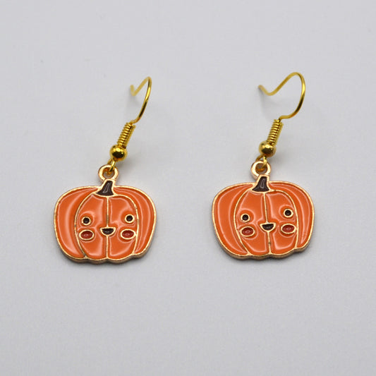 Pumpkin with Face Earrings