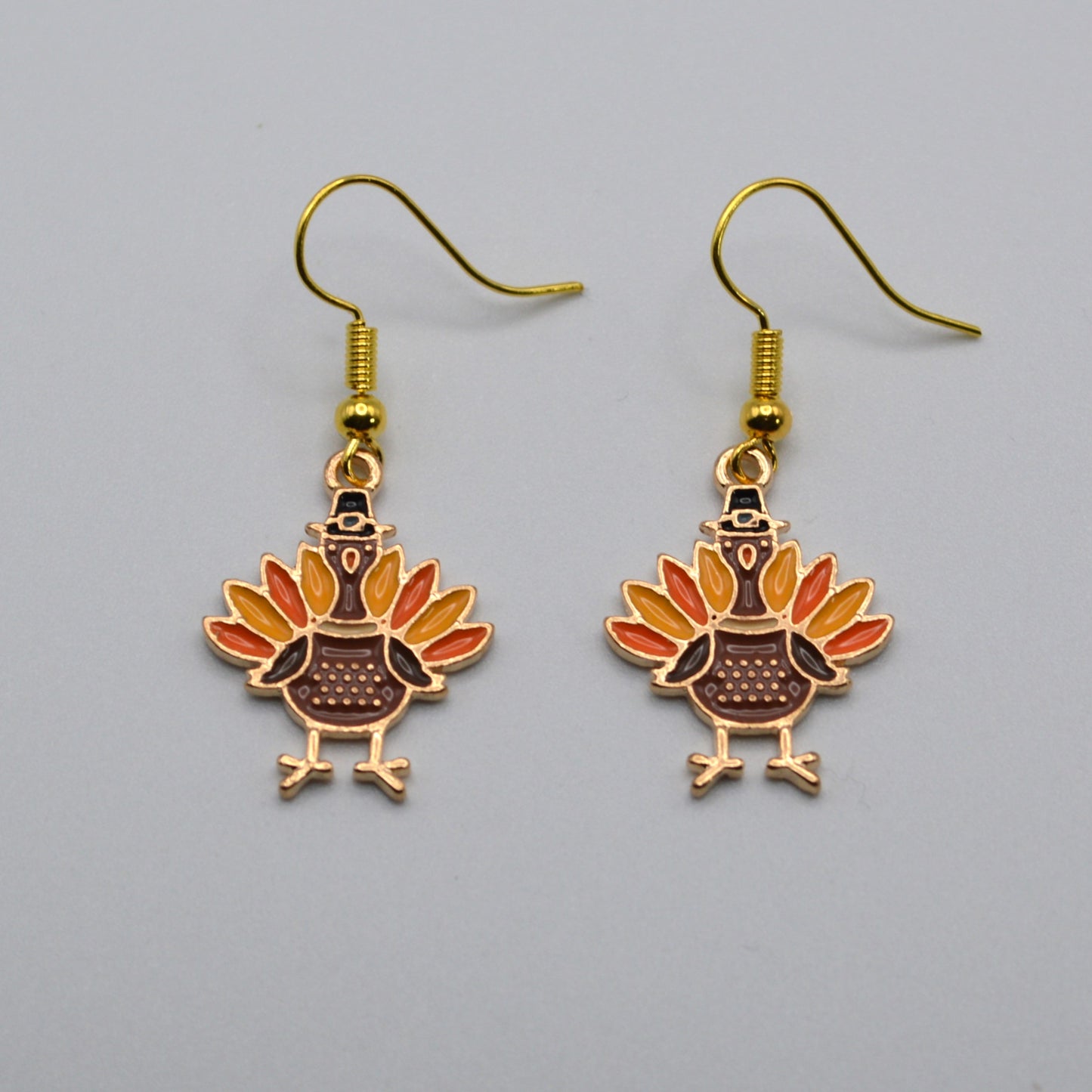 Turkey with a Pilgrim Hat Earrings