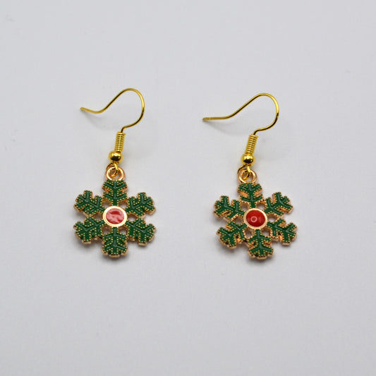 Snowflake Wreath Gold Earrings