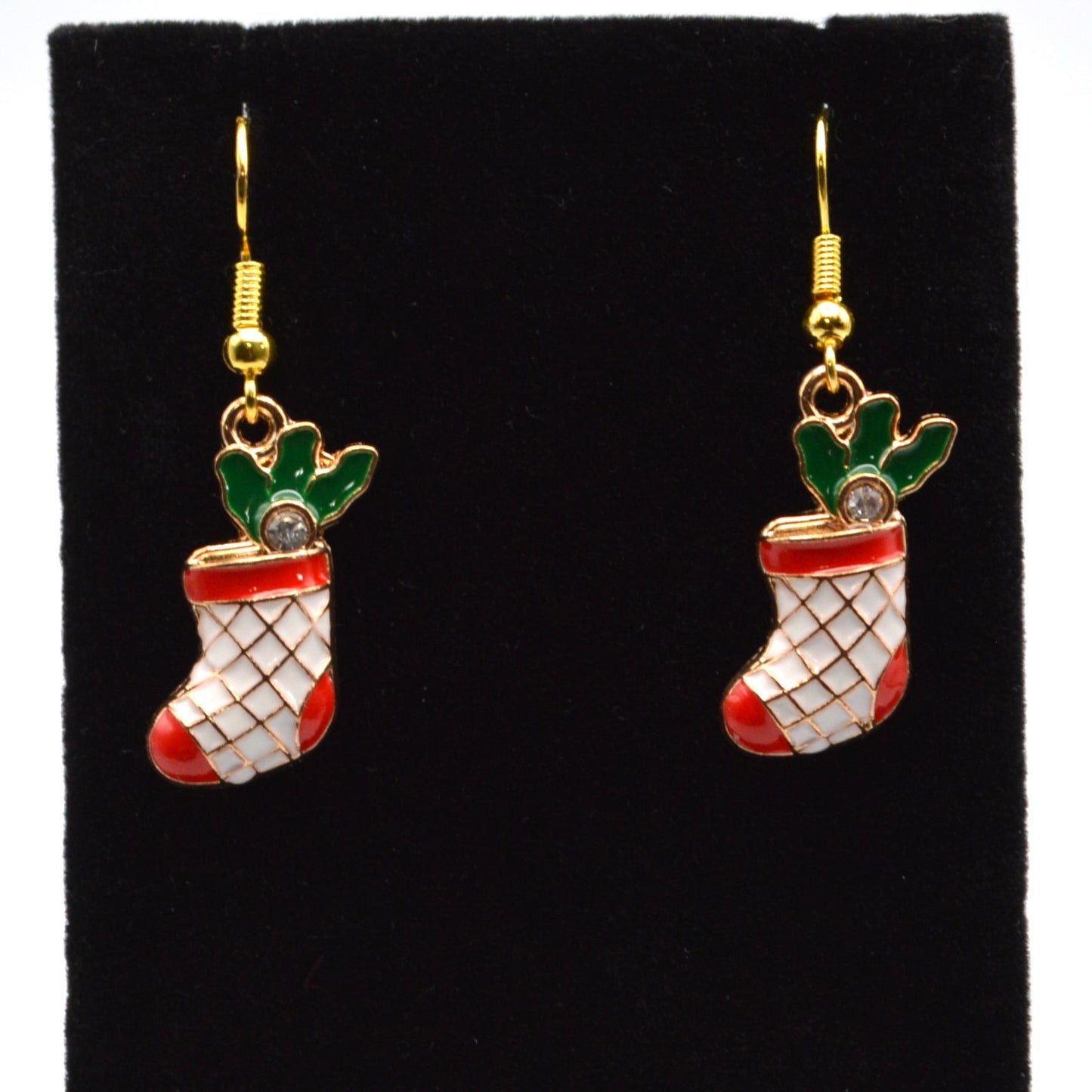 White and Red Stocking Earrings