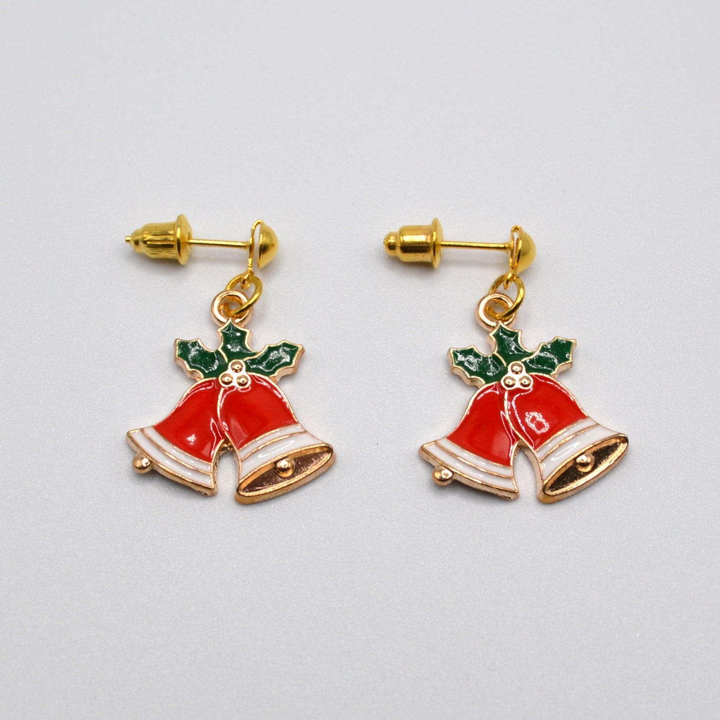 Red Bells with Mistletoe Earrings