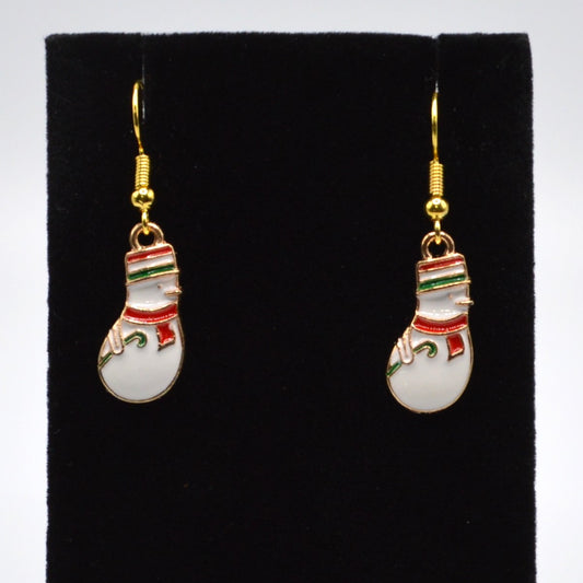 Snowman Holding a Cane Earrings