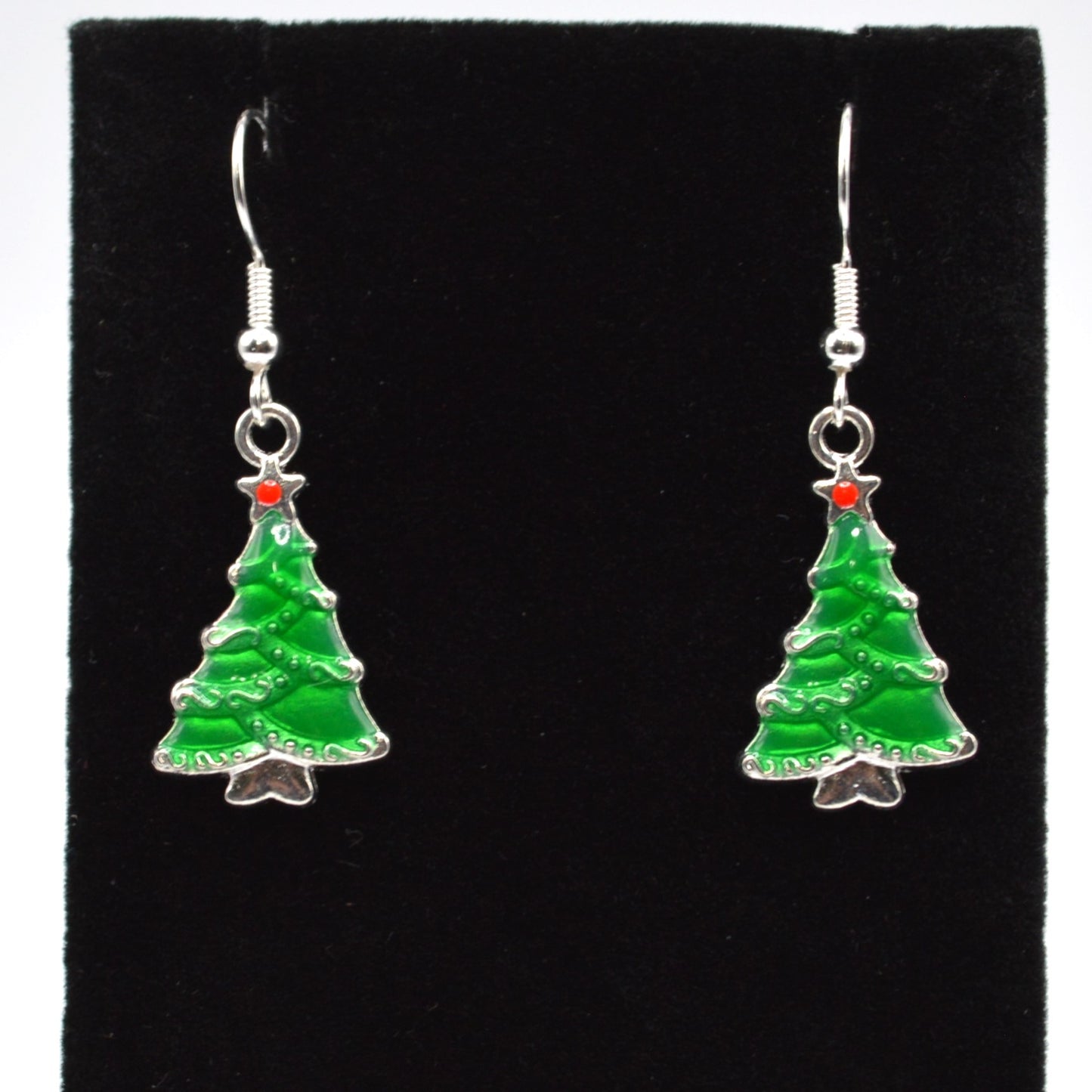 Christmas Tree Silver Earrings