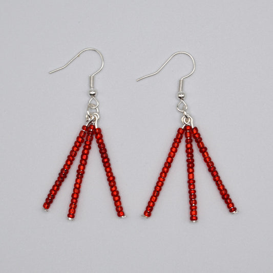 Red Seed Bead Earrings