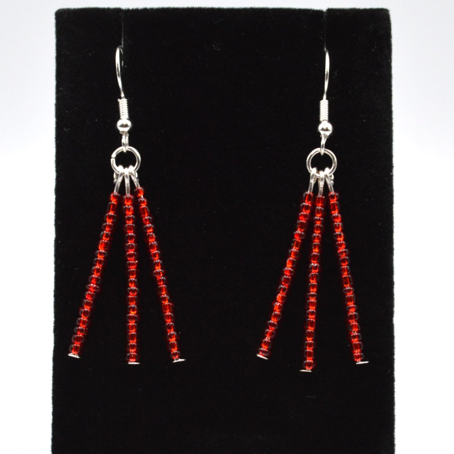 Red Seed Bead Earrings