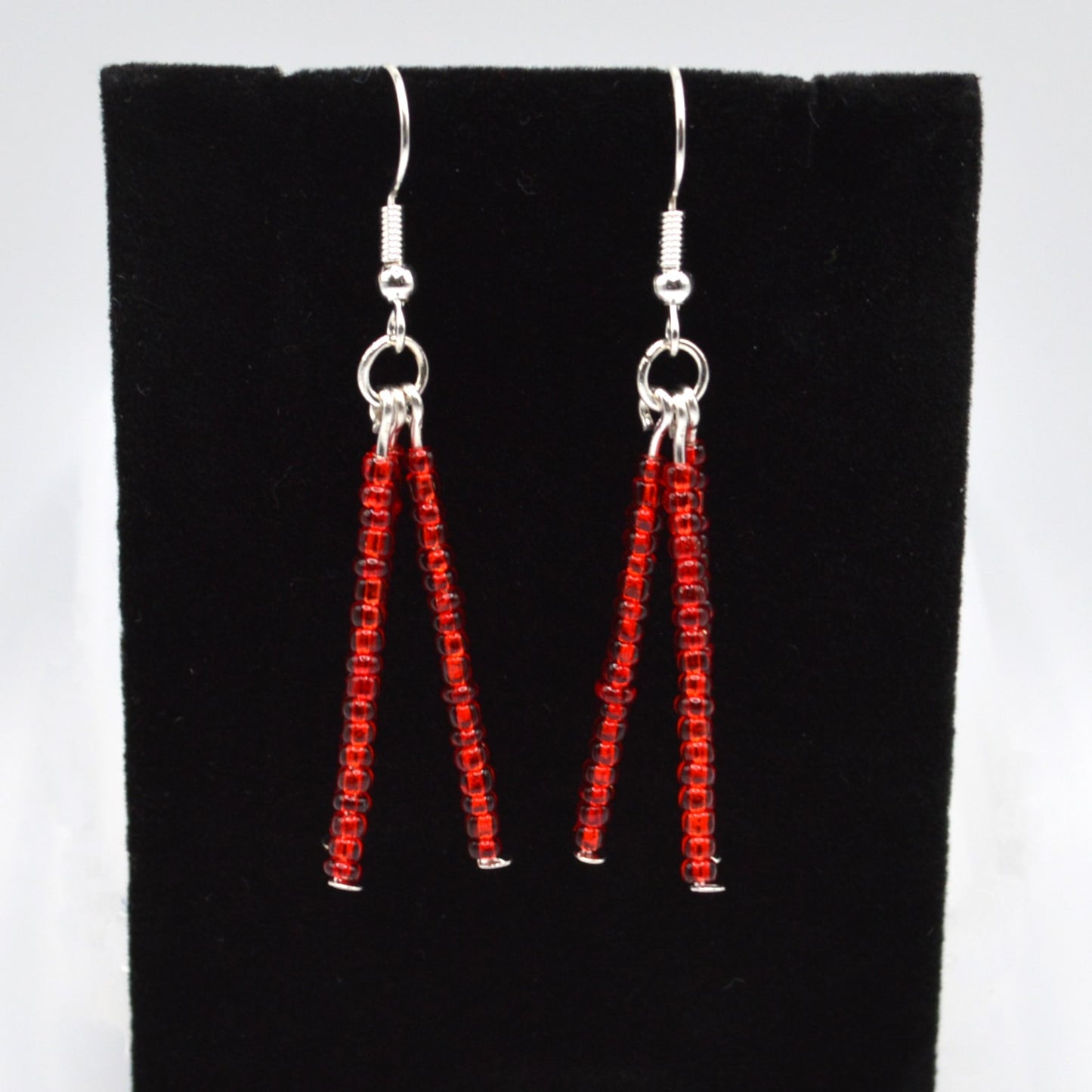 Red Seed Bead Earrings