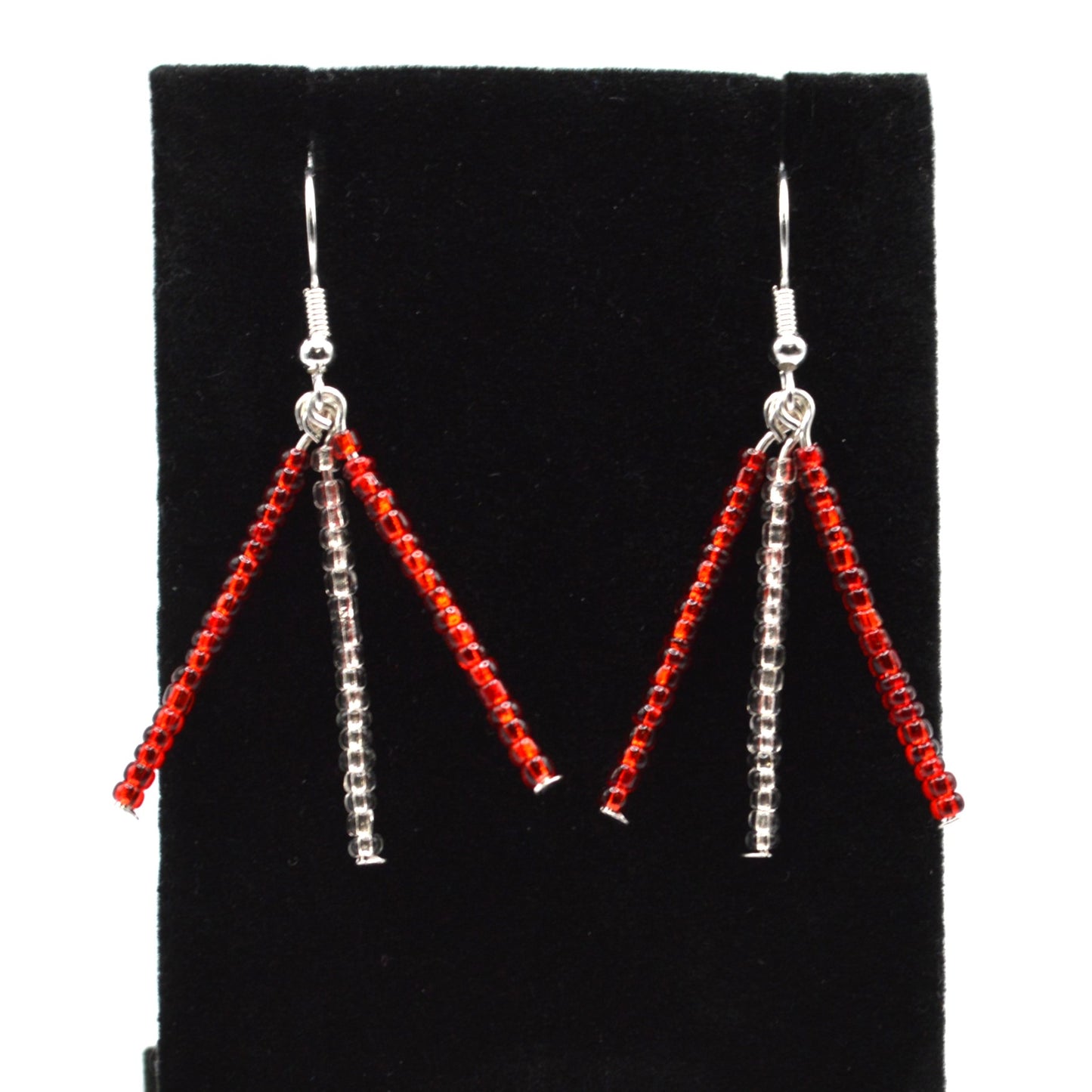 Red and Clear Seed Bead Earrings
