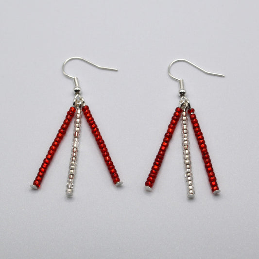 Red and Clear Seed Bead Earrings