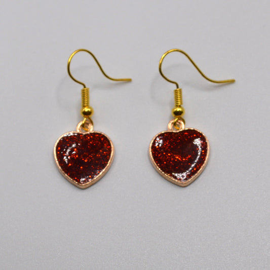 Red Glitter Heart Earrings