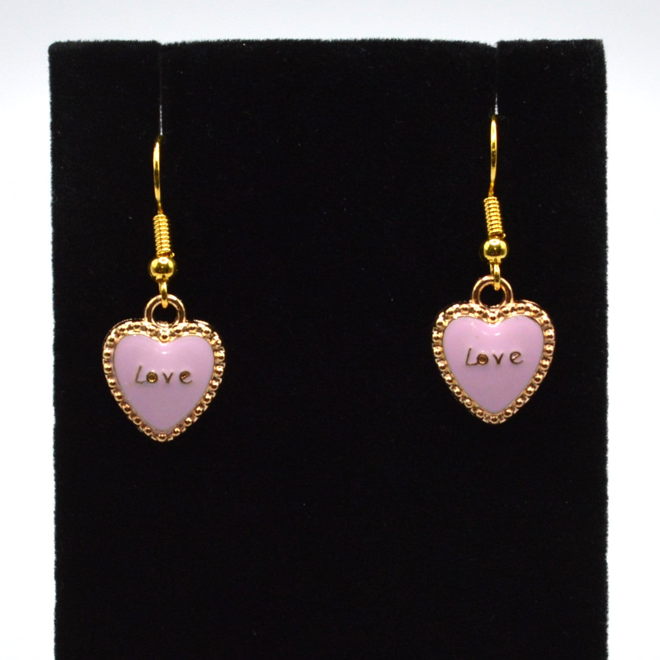 Pink and Gold Heart Love Earrings