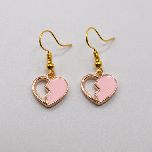 Pink Heart with Cutout Earrings