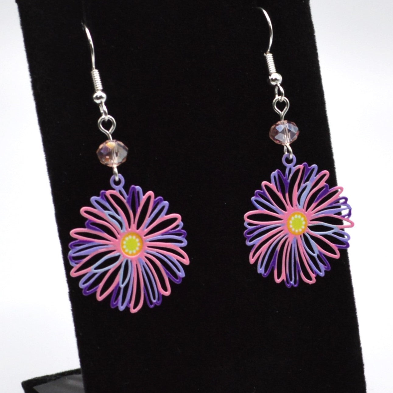 Pink and Purple Flower Earrings