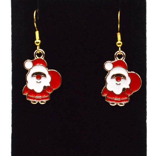 Santa with his Red Sack Christmas Earrings
