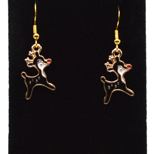 Brown Reindeer Christmas Earrings