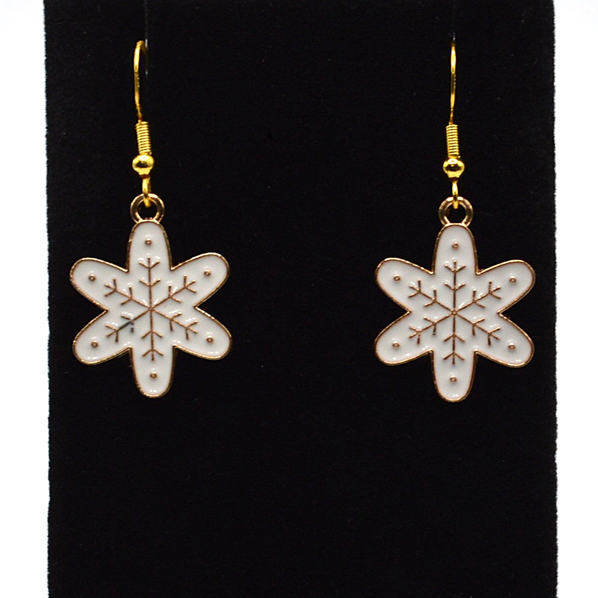 White Snowflake Winter Christmas Earrings