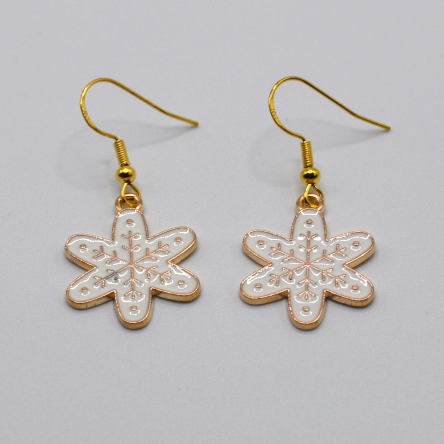 White Snowflake Winter Christmas Earrings