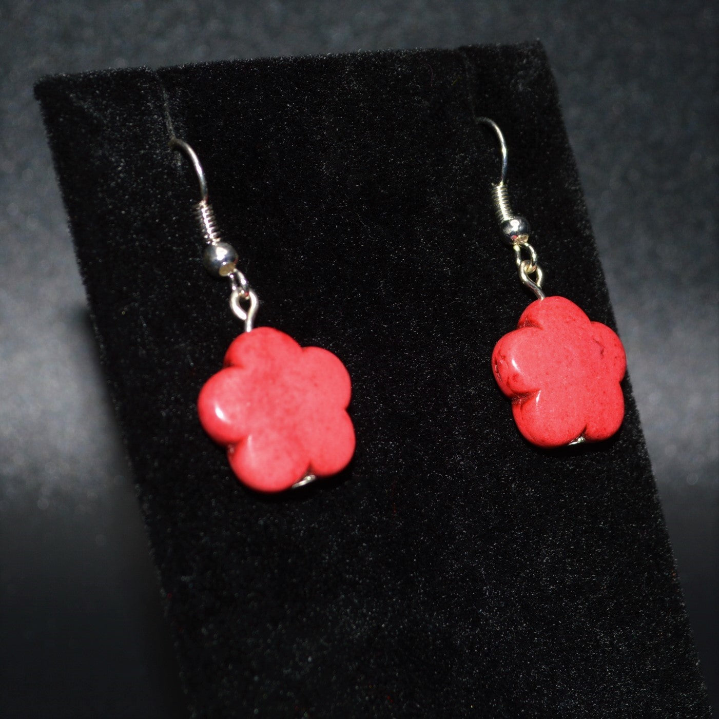 Resin Flower Earrings (Red)