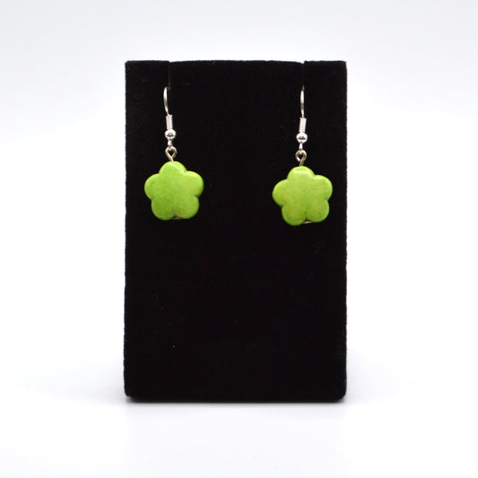 Lime Green Flower Earrings