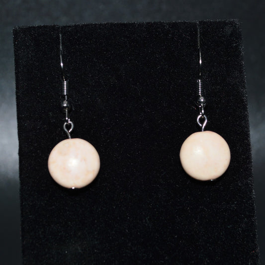 Resin Round Earrings (White)