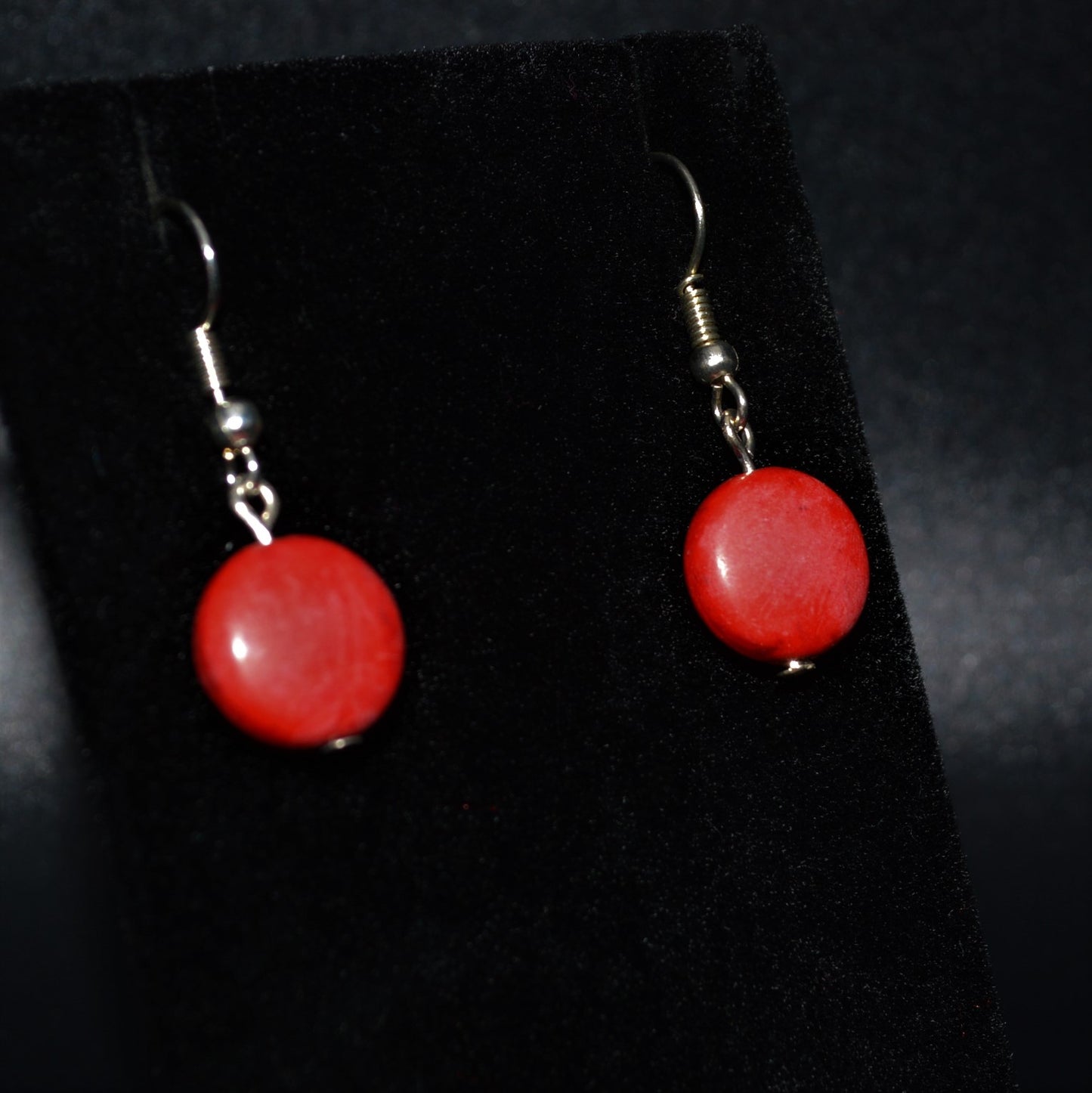 Resin Round Earrings (Red)