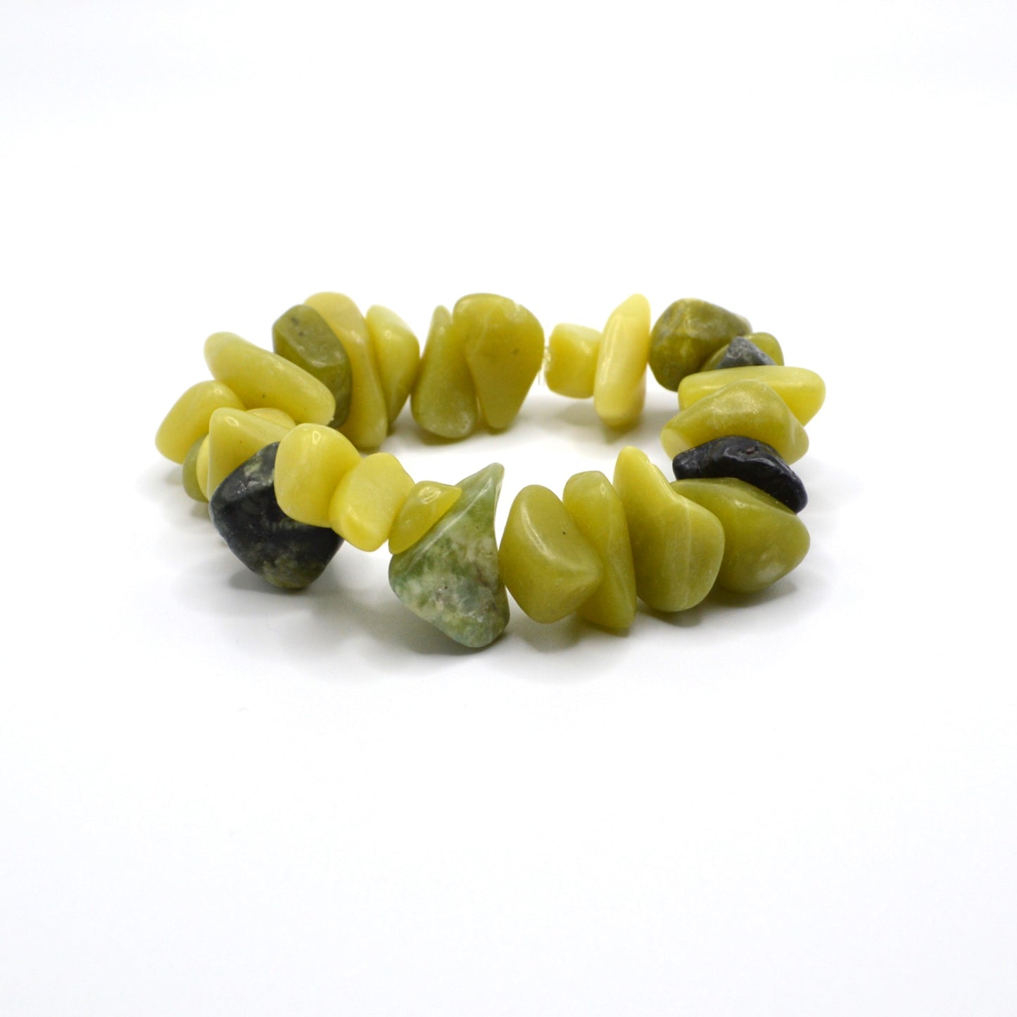Olive New Jade Chip Stretch Bracelet