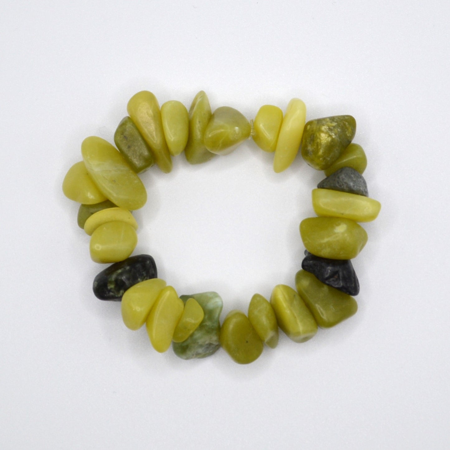 Olive New Jade Chip Stretch Bracelet