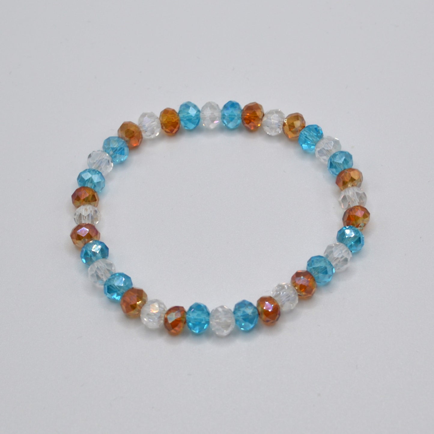 Blue and Peach Crystal Stretch Bracelet