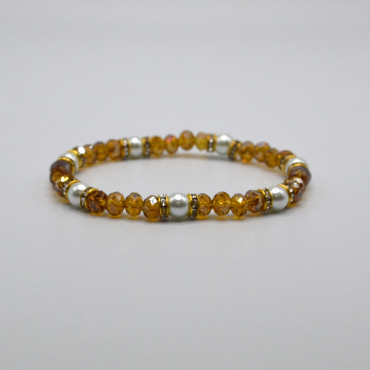 Topaz and Pearl Crystal Stretch Bracelet