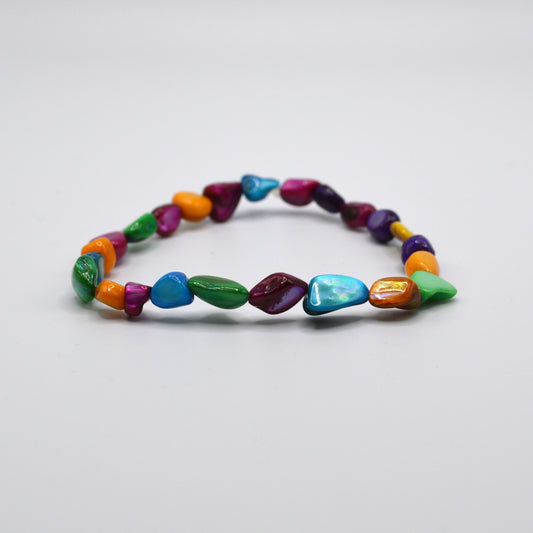 Multicolor Mother of Pearl Pebble Stretch Bracelet