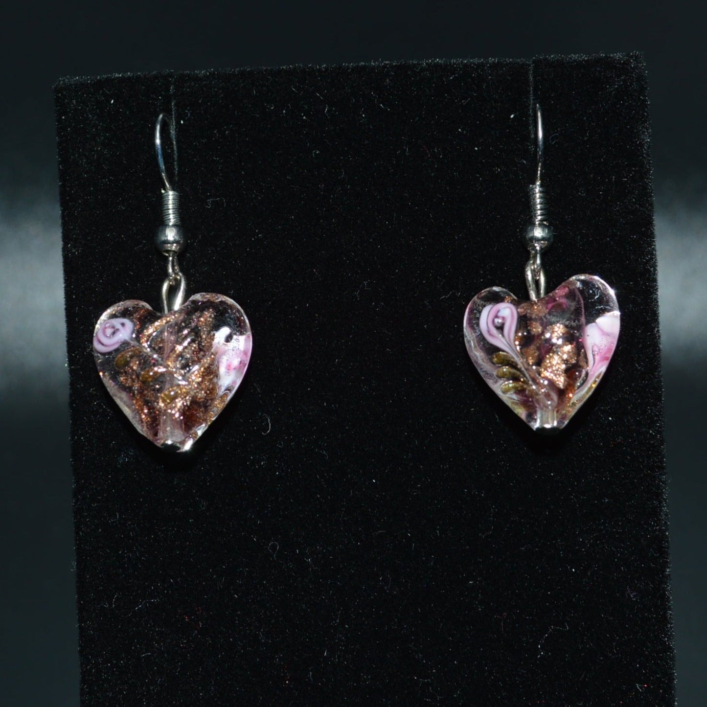 Lampworked Glass Heart Earrings (Purple)