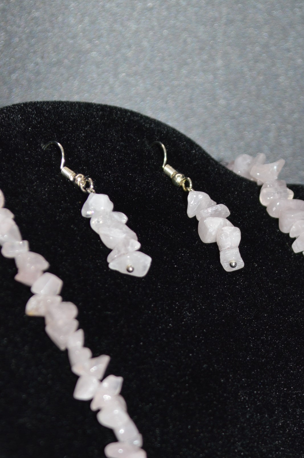Rose Quartz Chips Necklace and Earring Set