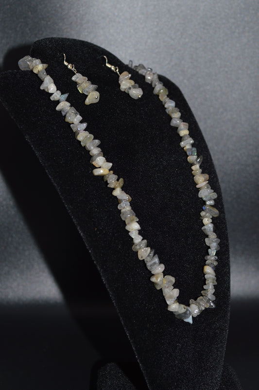 Labradorite Chips Necklace and Earring Set