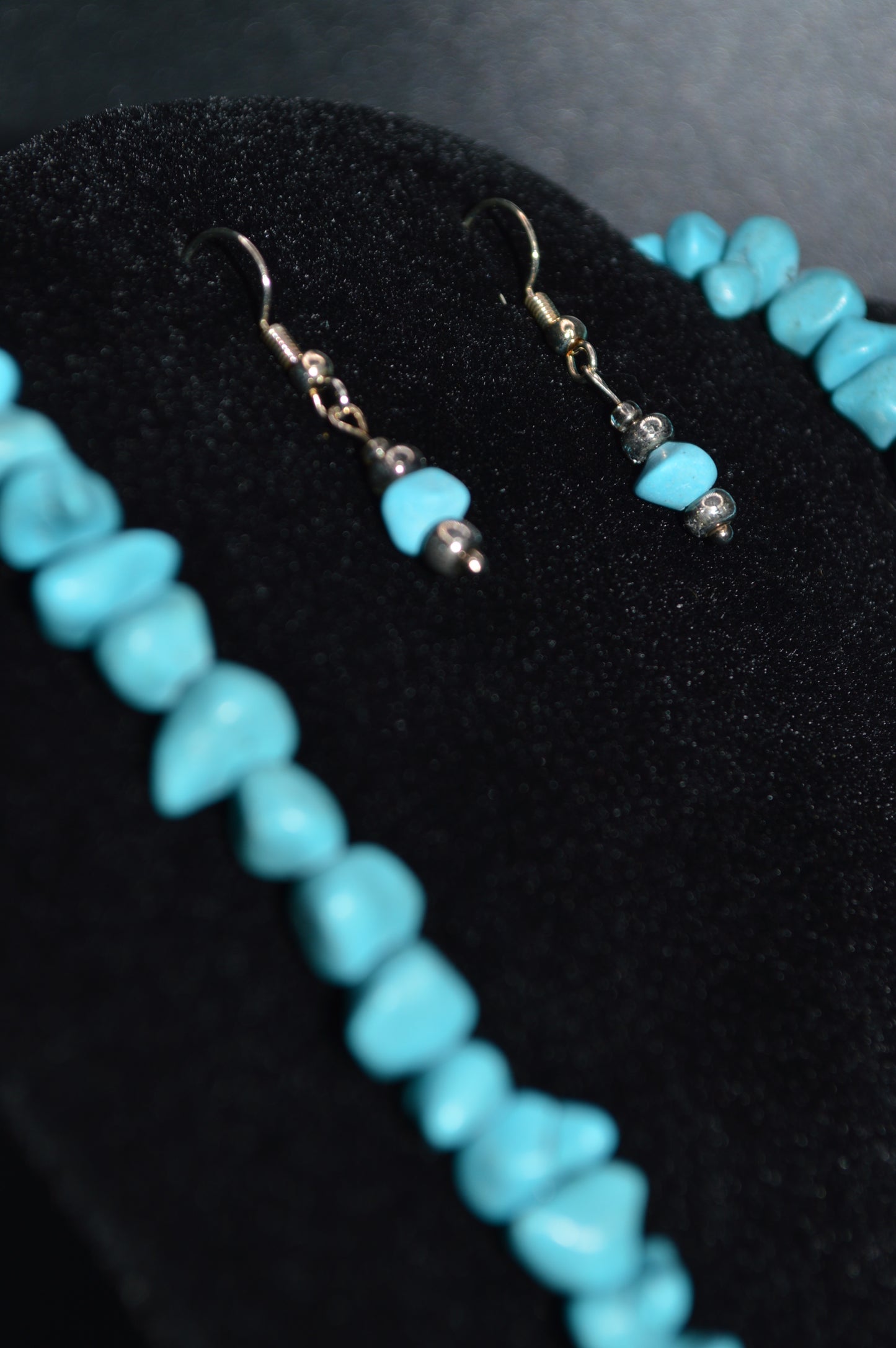 Resin Chips Necklace, Earring and Bracelet Set (Turquoise)