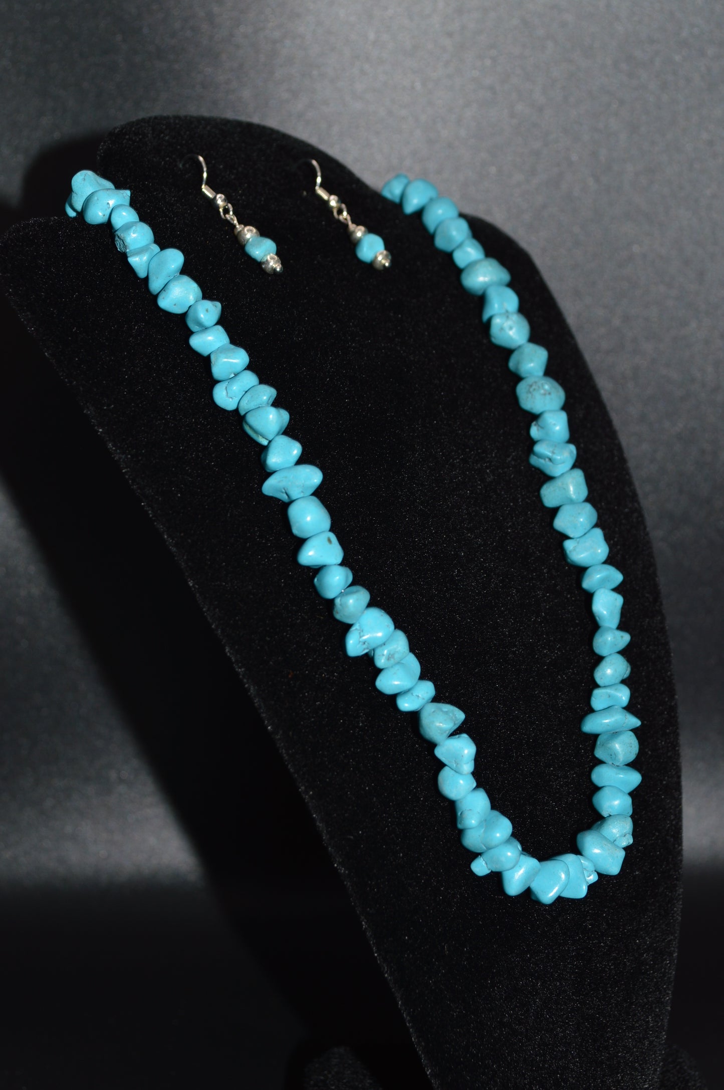 Resin Chips Necklace and Earring Set (Turquoise)