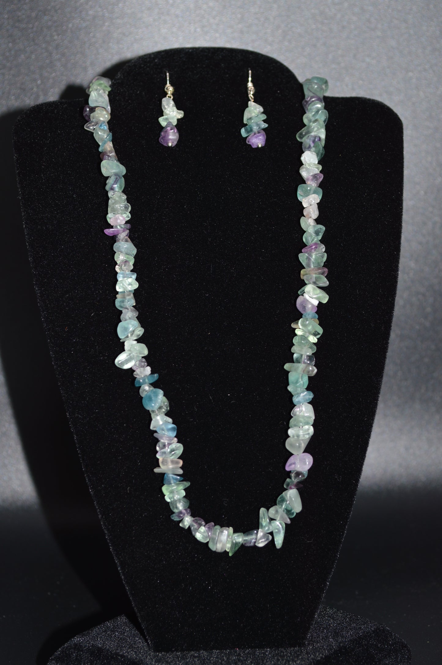Rainbow Fluorite Chips Necklace and Earring Set