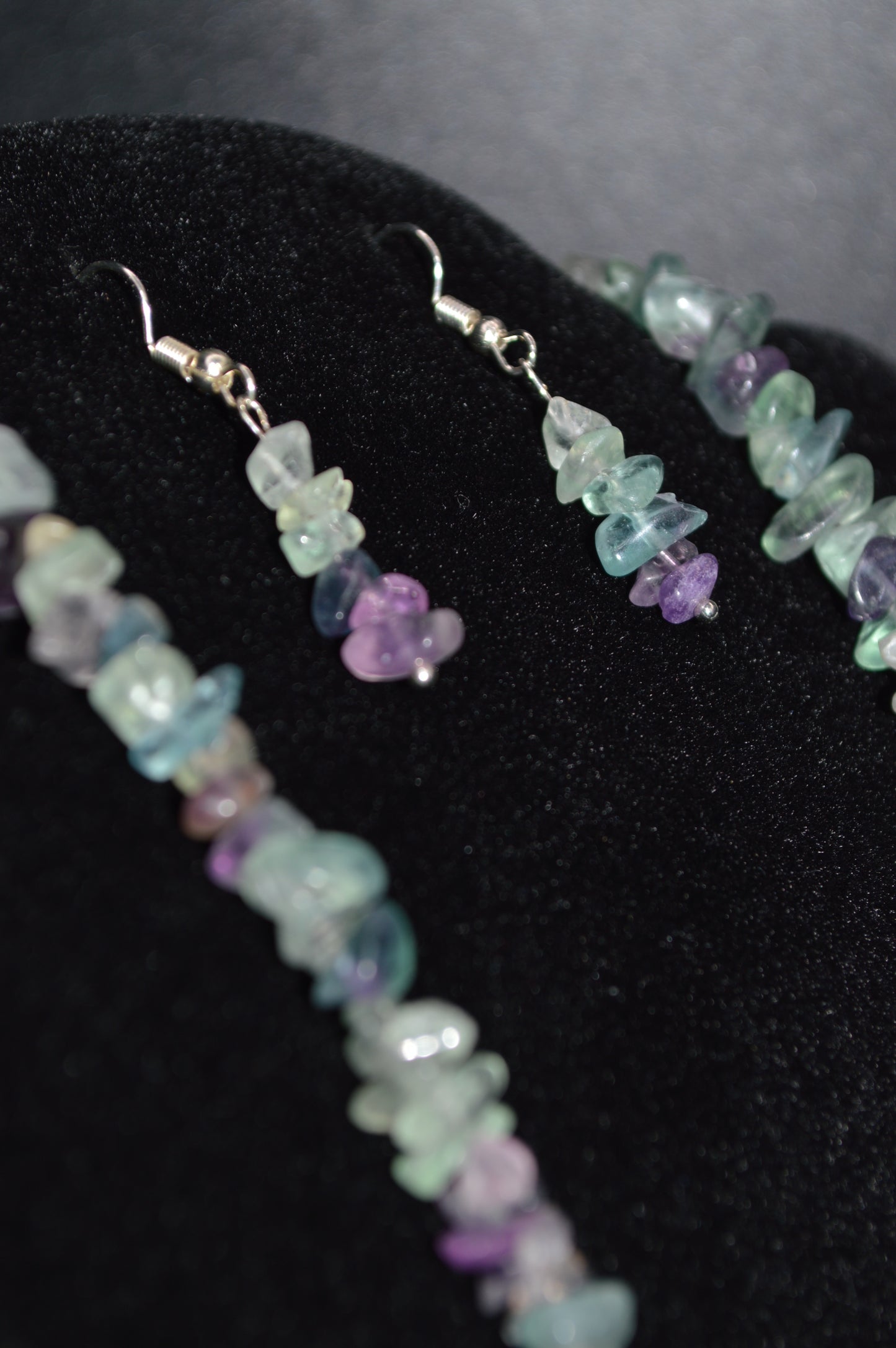 Rainbow Fluorite Chips Necklace and Earring Set