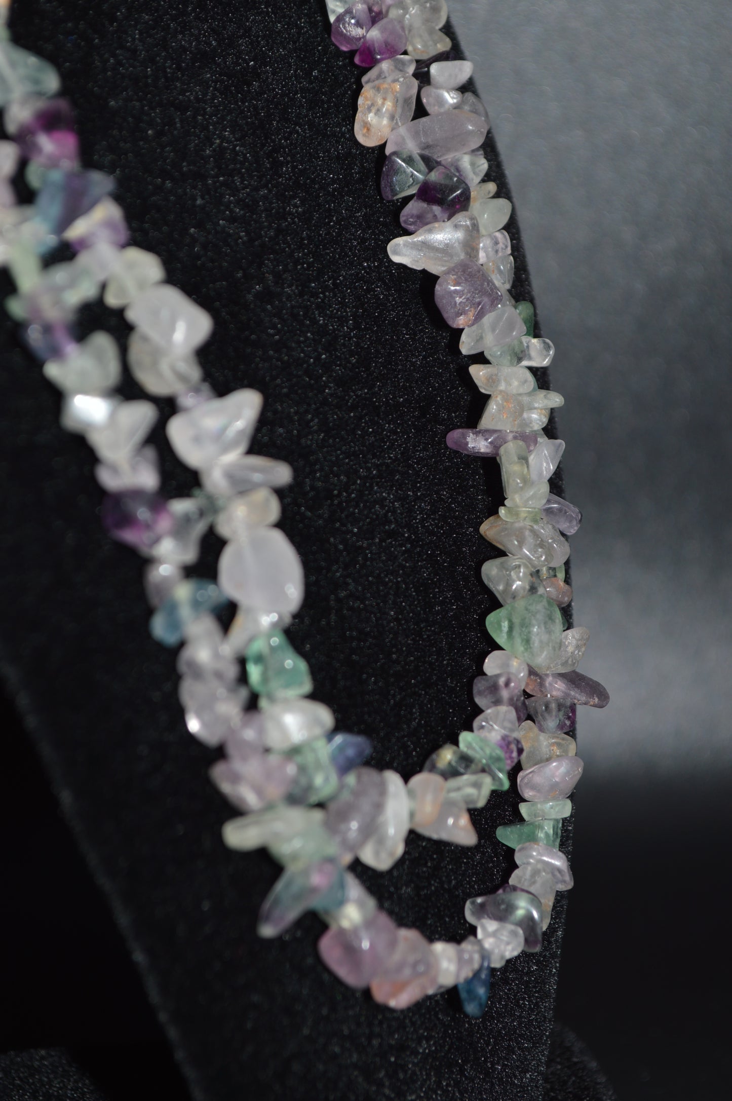 Rainbow Fluorite Chips Double Stranded Necklace and Earring Set