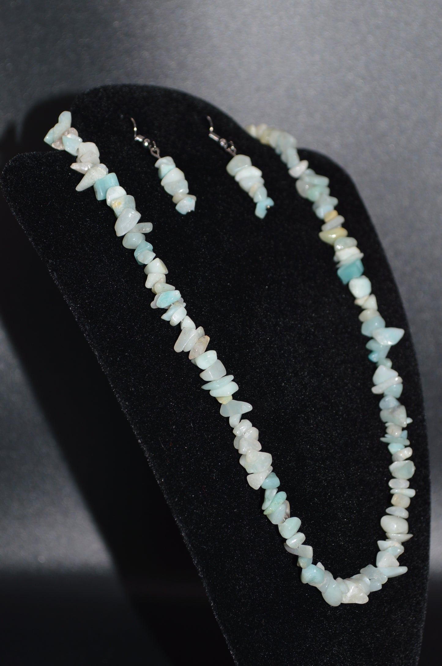 Amazonite Chips Necklace and Earring Set (Light Blue)