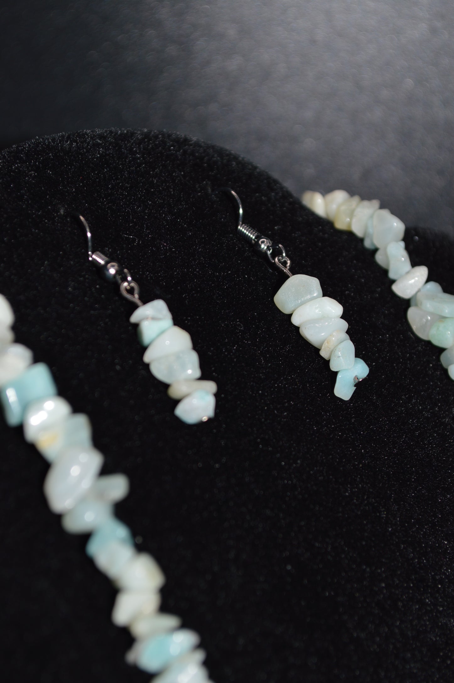 Amazonite Chips Necklace and Earring Set (Light Blue)